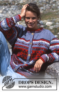 DROPS 39-28 - DROPS jacket with pattern borders in “Karisma”.  