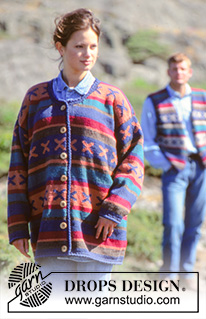 Hugs all Around / DROPS 40-9 - Knitted jacket with nordic pattern in DROPS Alaska. Size S - L.