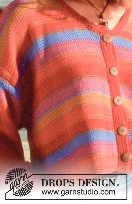 Sunset Fire / DROPS 41-13 - Jacket in Muskat with stripes