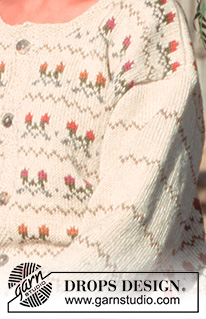 Buds of May / DROPS 42-1 - DROPS Jacket in Bomull-Lin with borders 