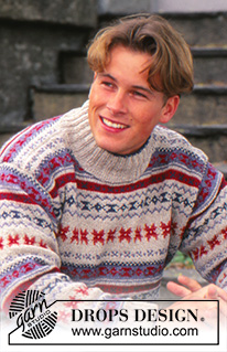 Pullover Ben / DROPS 43-13 - Naisen ja miehen kuviollinen pusero DROPS Silke-tweed- ja Alpaca-langoista.