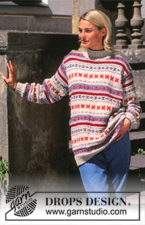 Pullover Ben / DROPS 43-13 - Naisen ja miehen kuviollinen pusero DROPS Silke-tweed- ja Alpaca-langoista.