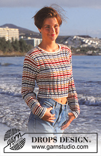 Seaside Stripes / DROPS 46-1 - DROPS Rib sweater in Muskat with stripes