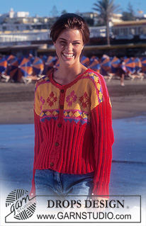 Beach Carnival / DROPS 46-18 - DROPS Jacket in Paris with rib and flowers