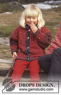 Lille Sonja / DROPS 47-4 - DROPS Cardigan for children with diamond and stripe pattern in Karisma Superwash.