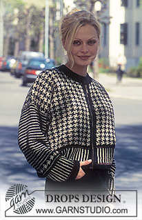 DROPS 48-1 - DROPS Cardigan in Silke-Tweed with pepita pattern