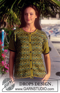 DROPS 50-12 - DROPS grafisk nordisk jakke med kort erm i Silke-tweed og Cotton Viscose. Strl S-L