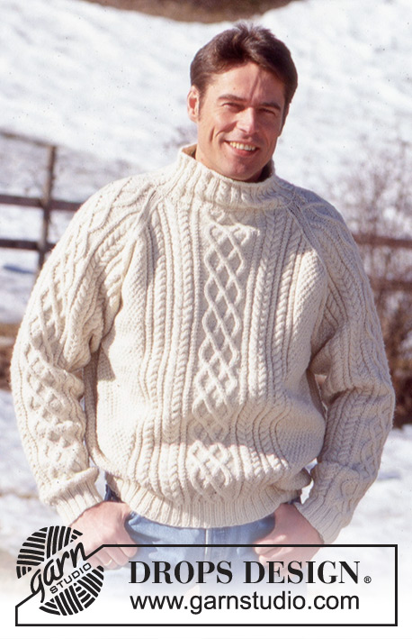 Comforting Cables / DROPS 52-7 - DROPS Raglan Sweater for men in Karisma Superwash