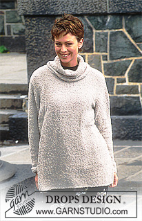 DROPS 53-12 - DROPS Sweater in Cotton Frisé with cowl neck.  Long or short model
