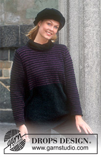 DROPS 53-13 - DROPS Sweater in Cotton Frisé with Muskat stripes.  Long or short model.