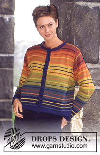 DROPS 53-17 - DROPS Cardigan in Silke-Tweed with wide and narrow stripes