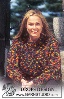 DROPS 53-19 - DROPS Sweater with Double Seed Stitch borders in Ull-Flamé.  Short or long model.