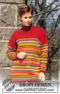 DROPS 54-13 - DROPS Sweater in ALASKA with colorful border.
