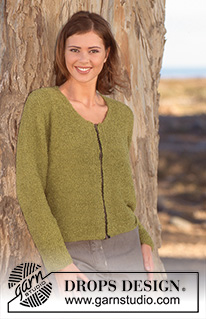 New Spring / DROPS 55-16 - DROPS Cardigan in Cotton-Frisé with zipper or buttons.
