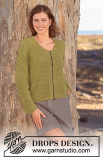 New Spring / DROPS 55-16 - DROPS Cardigan in Cotton-Frisé with zipper or buttons.
