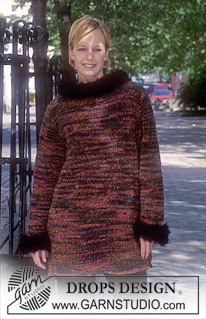 DROPS 57-15 - DROPS Sweater in Vamp with Pelliza borders