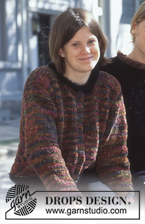 DROPS 57-19 - DROPS Cardigan in Vamp with Border in Pelliza.