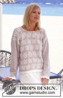 Beach Butterfly / DROPS 60-15 - DROPS Sweater in Muskat with butterflies.