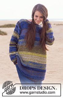 Art of the Ocean / DROPS 64-12 - DROPS Sweater with stripes in Cotton Frisé.
