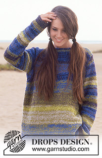 Art of the Ocean / DROPS 64-12 - DROPS Sweater with stripes in Cotton Frisé.
