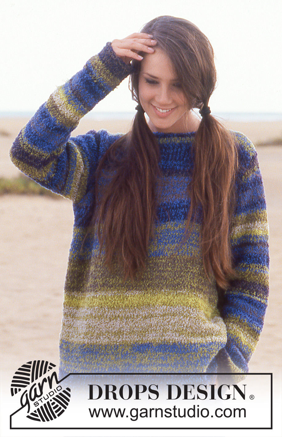 Art of the Ocean / DROPS 64-12 - DROPS Sweater with stripes in Cotton Frisé.