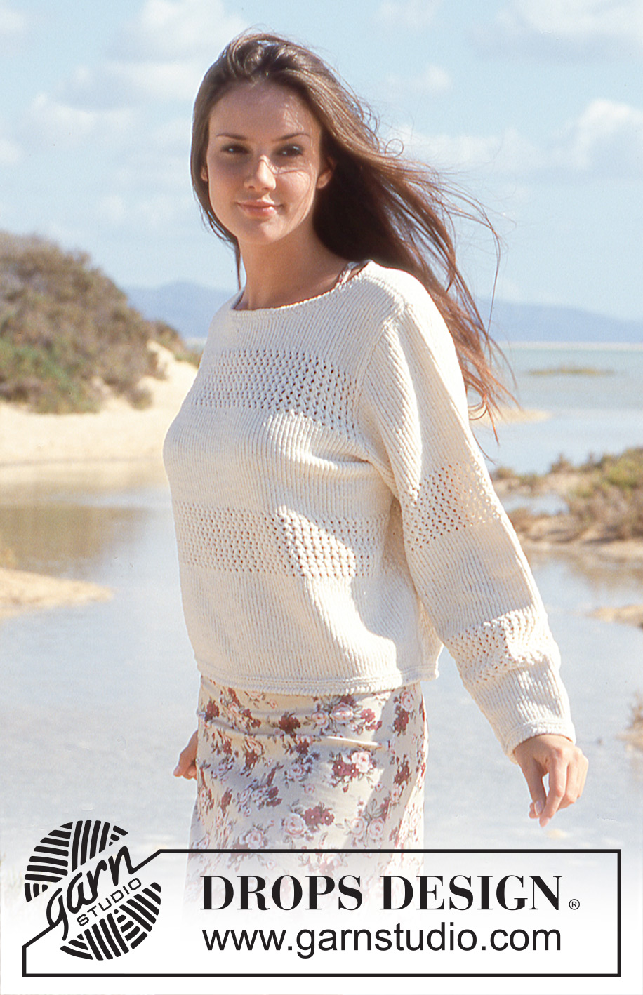 Just a Dream Away / DROPS 64-20 - Knitted sweater in Tynn Cotton Chenille or DROPS Belle with lace pattern and crochet edges