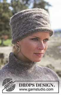 Elaine Hat / DROPS 66-25 - Strikket hue / pandebånd med snoning i DROPS Alpaca og Kid-Silk. Passer hovedmål 54 til 56 cm