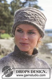 Elaine Hat / DROPS 66-25 - Strikket hue / pandebånd med snoning i DROPS Alpaca og Kid-Silk. Passer hovedmål 54 til 56 cm
