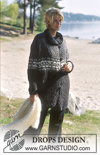 Lodge Coat / DROPS 67-17 - DROPS Large Cardigan and Puddel scarf. 
