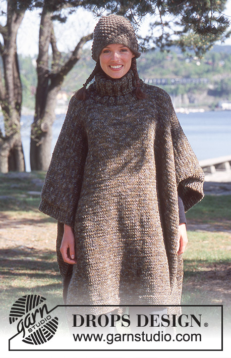 Campfire Comfort / DROPS 67-21 - DROPS Poncho in Karisma Superwash and hat in Alaska