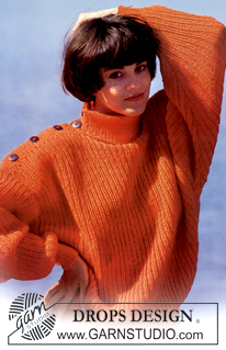 Orange Switch / DROPS 7-17 - Bluse med knapper på skulderen og høj hals i DROPS Karisma