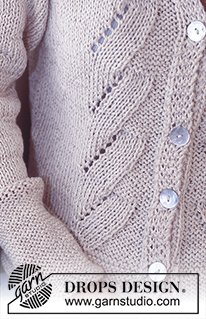 DROPS 73-1 - DROPS jakke og DROPS bluse i Cotton Viscose og Safran med 
mønster på forstykke