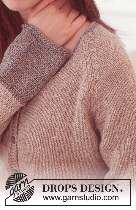 Sarafina / DROPS 74-26 - DROPS kofta med raglanärmar i Angora-Tweed och Bomull-Lin