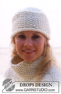 DROPS 76-4 - DROPS pullover with seed stitch and hat in Snow 