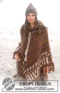 DROPS 79-1 - DROPS Poncho, Hat and Felted Purse