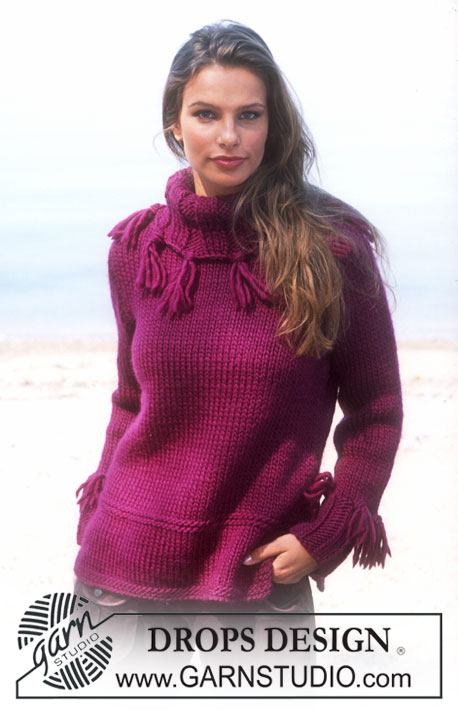 DROPS 79-18 - DROPS Pullover in Snow with fringe