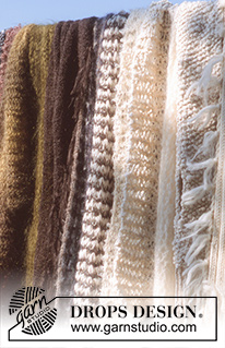 Tilled Garden / DROPS 80-21 - DROPS Cardigan and Vest in Snow, and Scarf in Highlander and Vivaldi