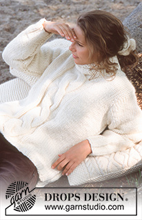 White Bliss / DROPS 80-23 - DROPS Pullover in Snow and 4 Pillows
