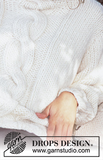 White Bliss / DROPS 80-23 - DROPS Pullover in Snow and 4 Pillows