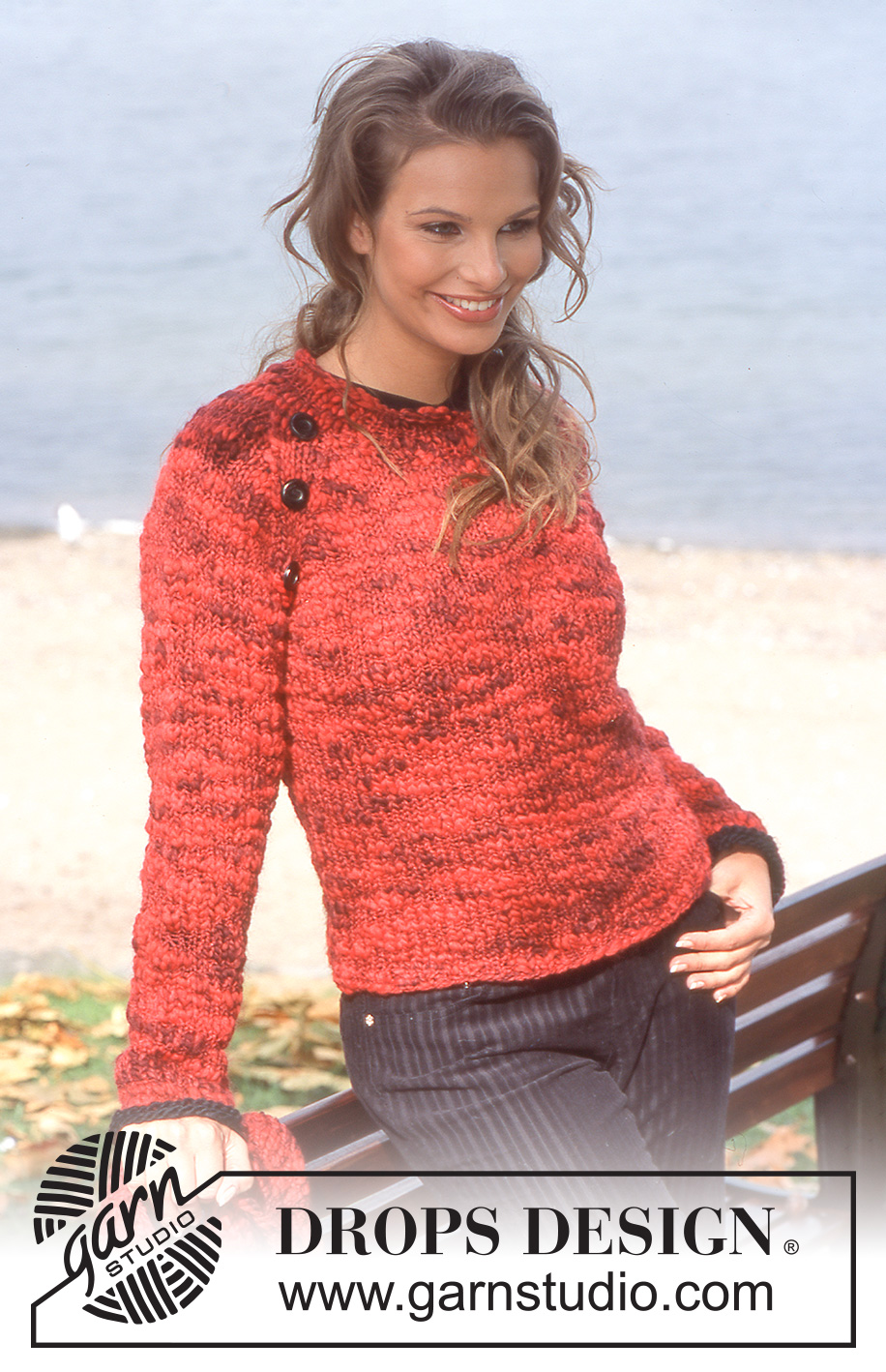 DROPS 84-15 - Punainen kauluspusero 