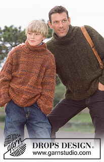 By the Fire / DROPS 85-17 - Pulóver de punto para hombre con cuello alto, en DROPS Highlander