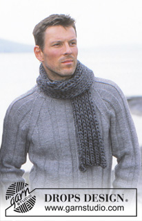 Of The Sea / DROPS 85-2 - Stickad tröja till herr, med raglan och resår i DROPS Alaska och halsduk med helpatent i DROPS Snow. Strl 12 år - XXL

