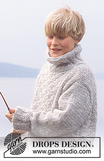 Bucket List / DROPS 85-24 - Pulóver de punto para hombre con textura y cuello alto en DROPS Karisma y DROPS Alpaca