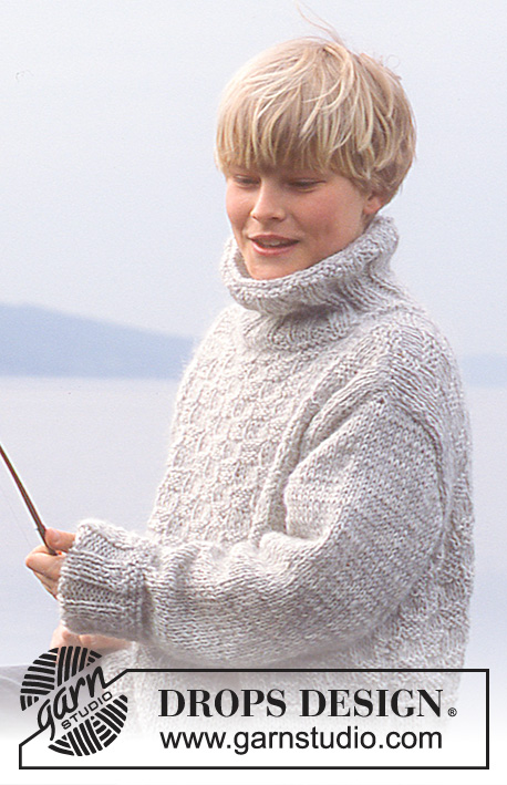 Bucket List / DROPS 85-24 - Pulóver de punto para hombre con textura y cuello alto en DROPS Karisma y DROPS Alpaca