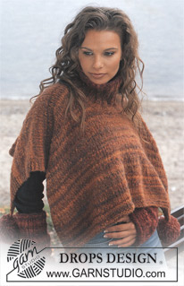 DROPS 86-22 - Poncho  y Calentadores DROPS con punto jersey y punto resorte en “Highlander”