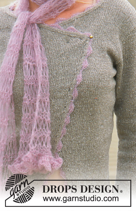 Paris Mood / DROPS 87-4 - DROPS Cardigan in Silke-Tweed and Vivaldi and Scarf in Vivaldi