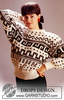 DROPS 9-23 - DROPS jumper with black and white pattern borders in “Alpaca” and “Kid-Mohair” and skirt in “Alpaca”. Size S - L.