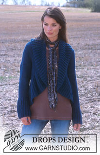 DROPS 91-23 - Cárdigan corto tejido con punto inglés en 2 hilos DROPS Alpaca. Tallas: S-XXL.