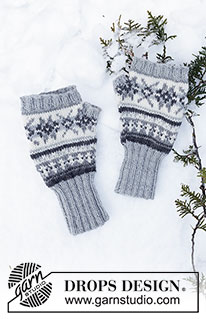 Stjerneskog / DROPS 98-8 - DROPS Wrist warmers with pattern in Karisma Superwash