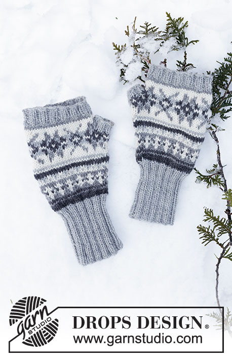 Stjerneskog / DROPS 98-8 - DROPS Wrist warmers with pattern in Karisma Superwash